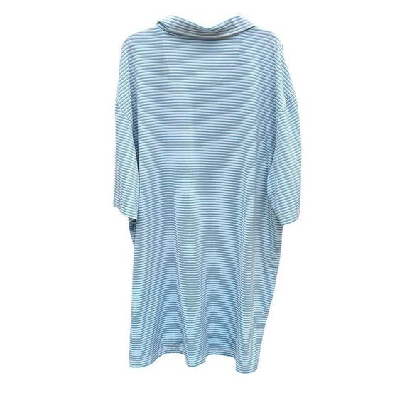 Straight Down Golf Men's 2XL Blue White Striped Polo Shirt Short Sleeve - Picture 2 of 5